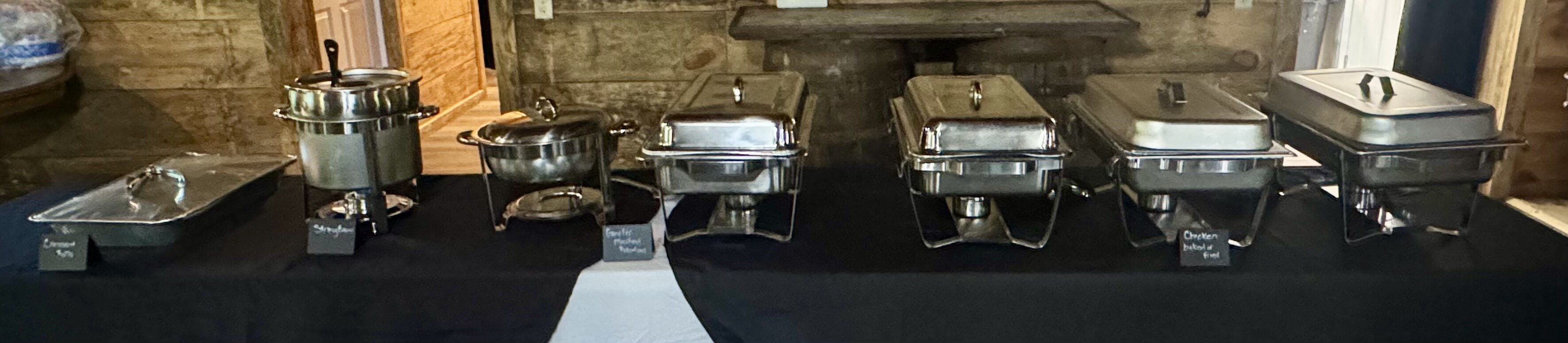 A catered buffet spread prepared for an event