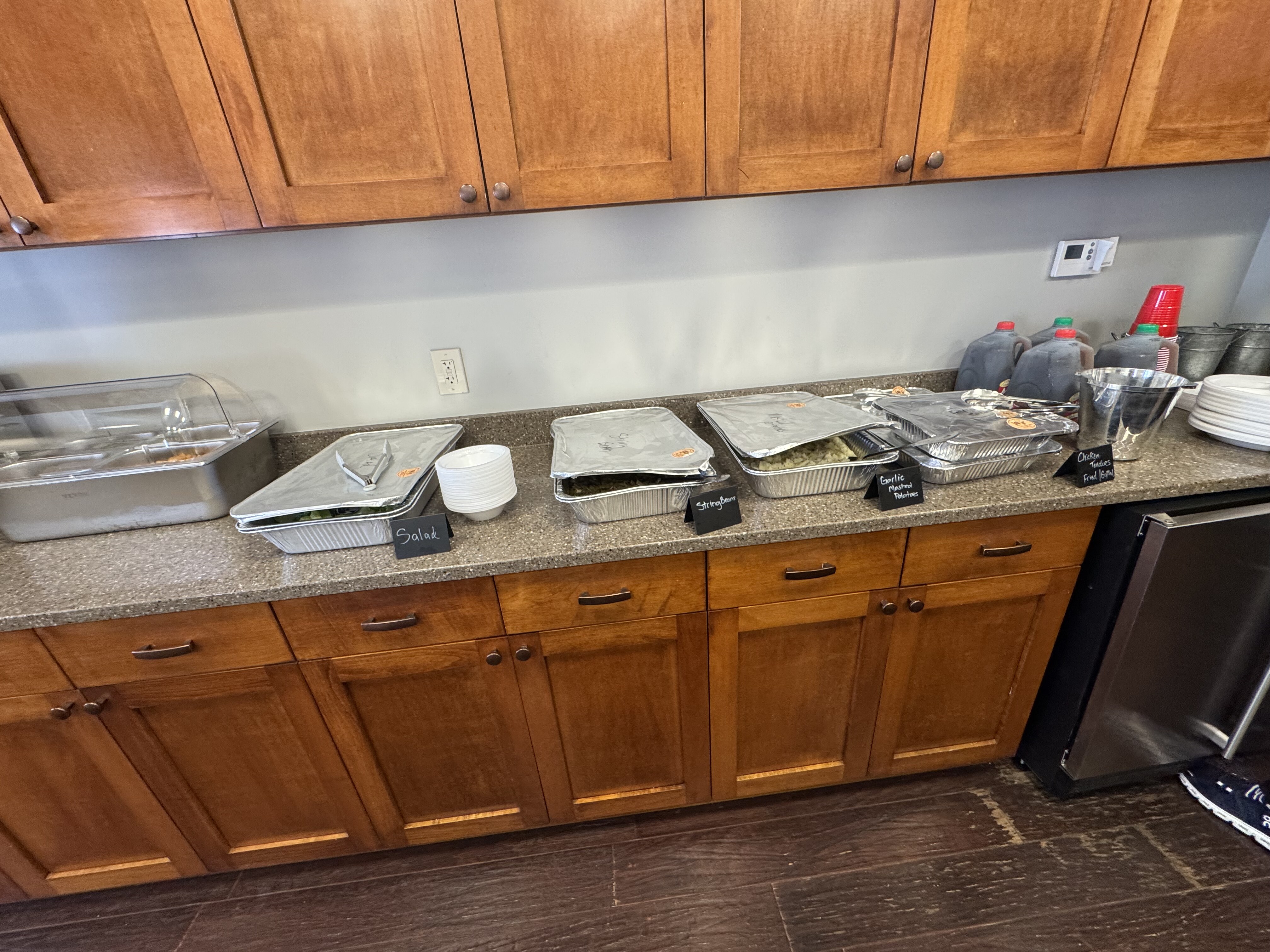 Prepared buffet dishes for an event