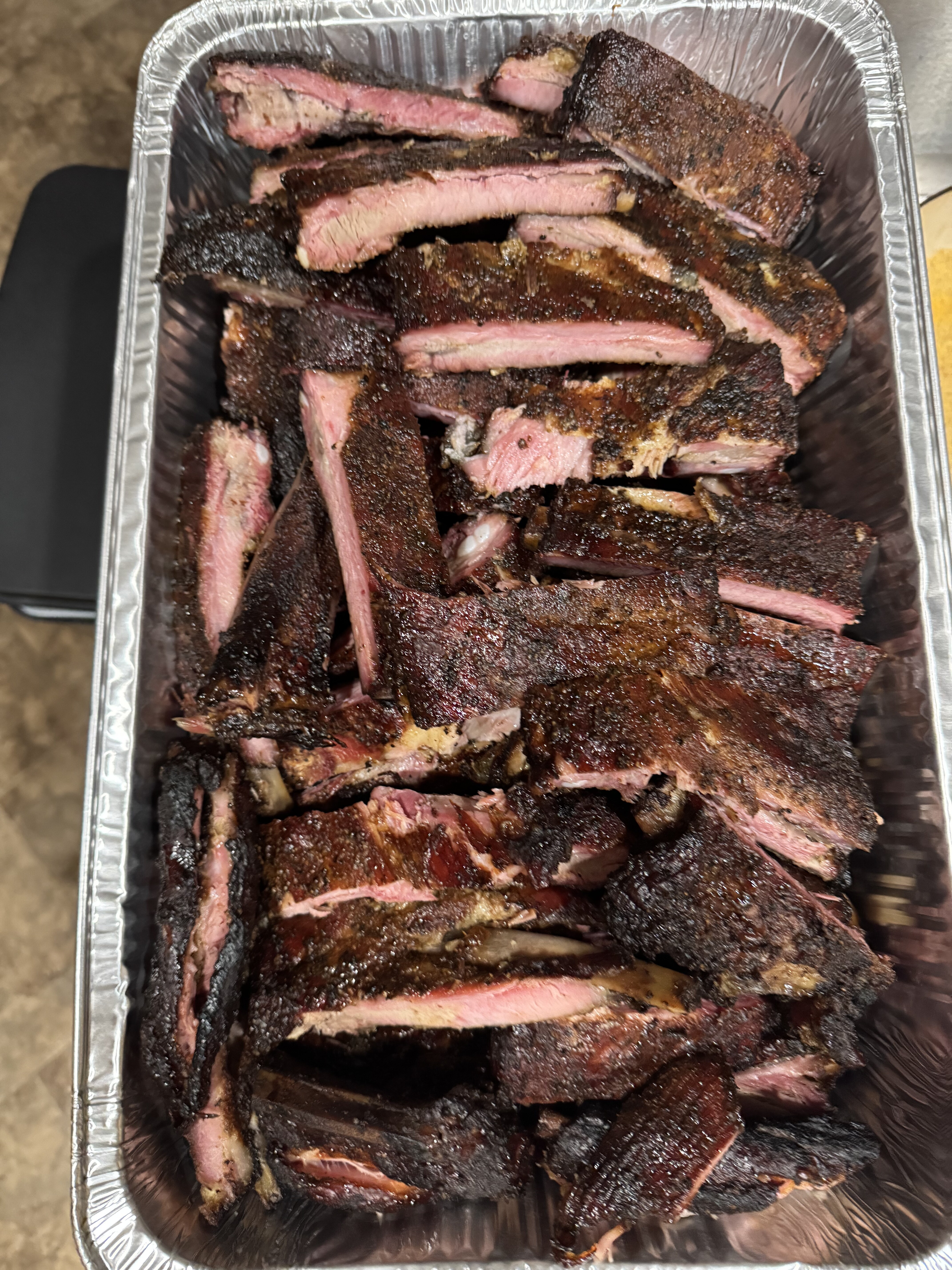 Smoked ribs prepared for the Labor Day special
